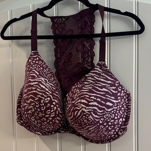 Cacique Lace Back Bra - Burgundy Zebra Print